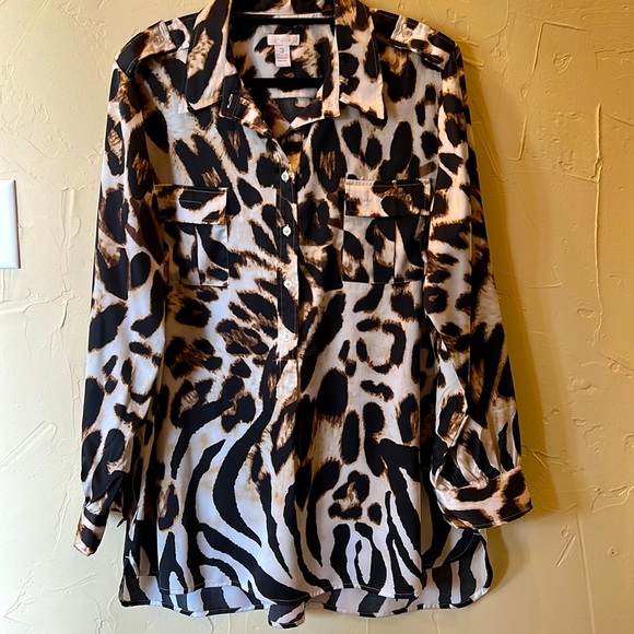 Chico's Tops - Chico’s animal print top, button closure, size 3